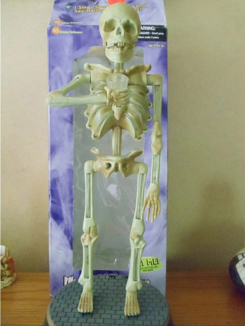 Vintage Gemmy, Halloween, Light-up, Talking, Saying Jokes, Skeleton With Glass